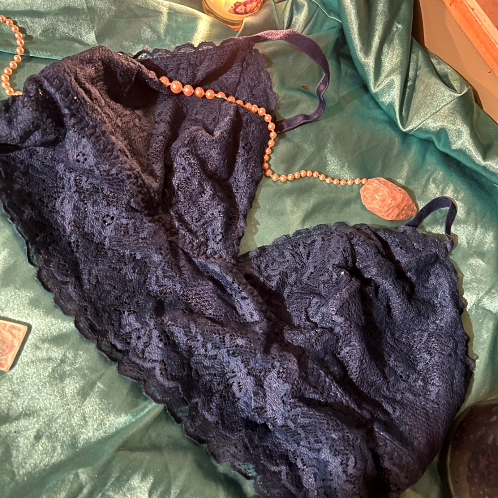 Dark Blue Elegant Lace Bralette